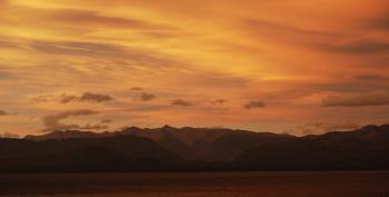 Sunset from our room at Pudu in Bariloche